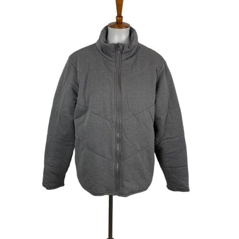 Three Dots Gray Full Zip Puffer Jacket Heather Pavement XL Lightweight Quilted
